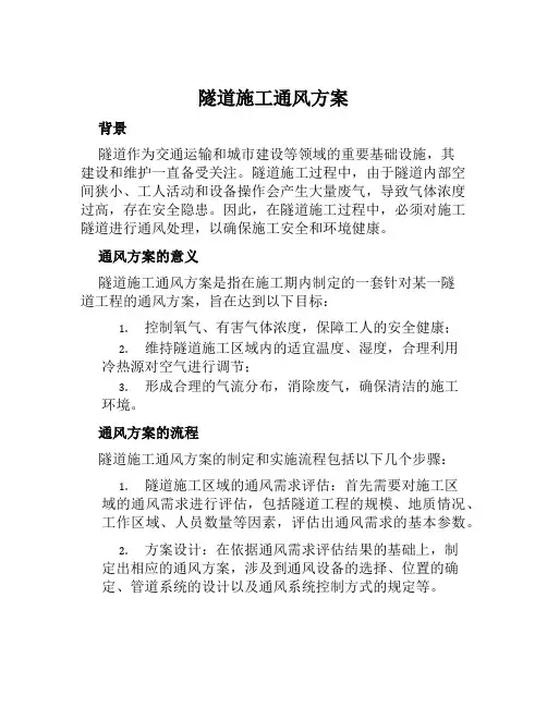 隧道施工通风方案范本