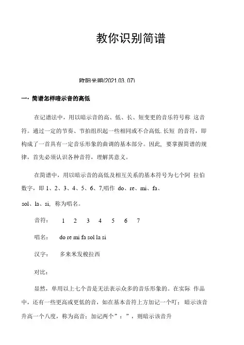 2021年简谱入门1