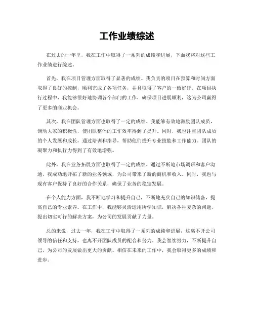 工作业绩综述
