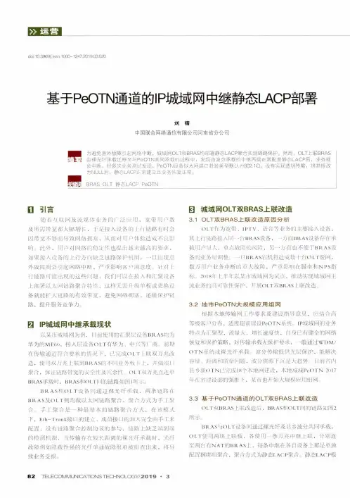 基于PeOTN通道的P城域网中继静态LACP部署