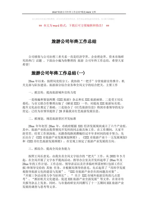2018-旅游公司年终工作总结-精选word文档 (5页)