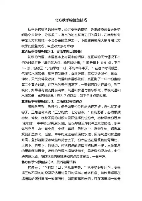 北方秋季钓鲫鱼技巧
