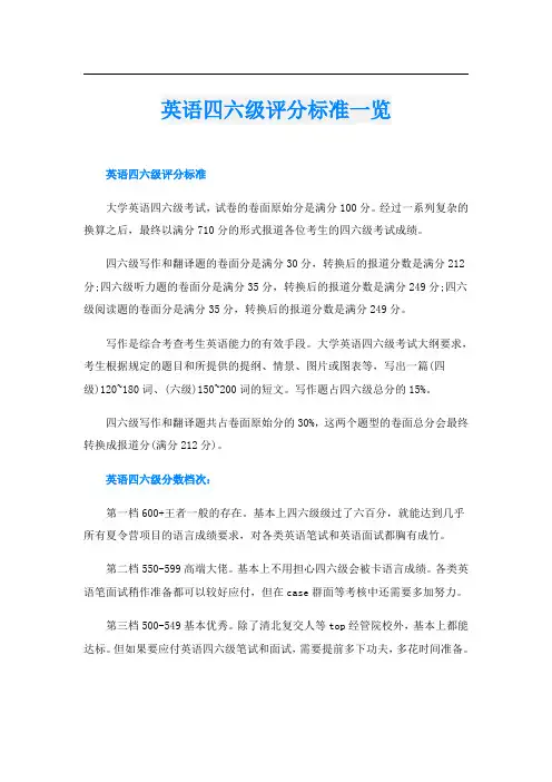 英语四六级评分标准一览