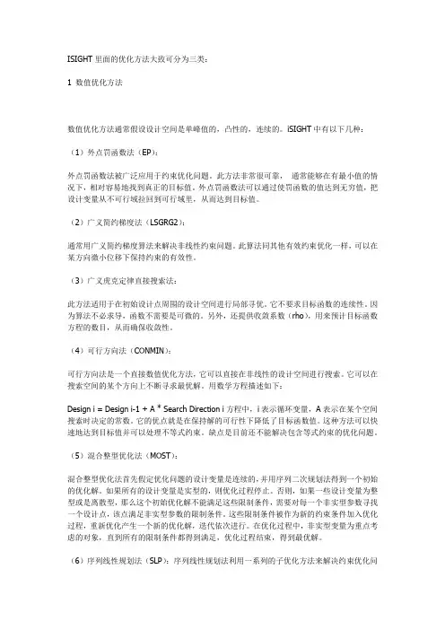ISIGHT里面的优化方法