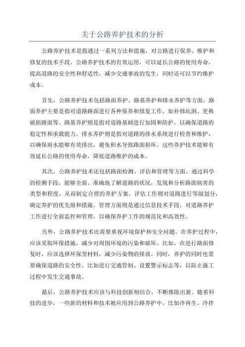 关于公路养护技术的分析