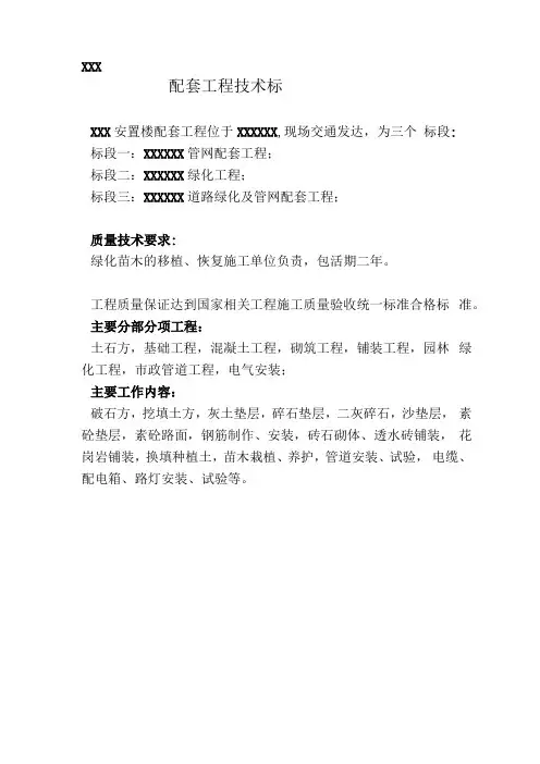 室外配套工程施工方案技术标