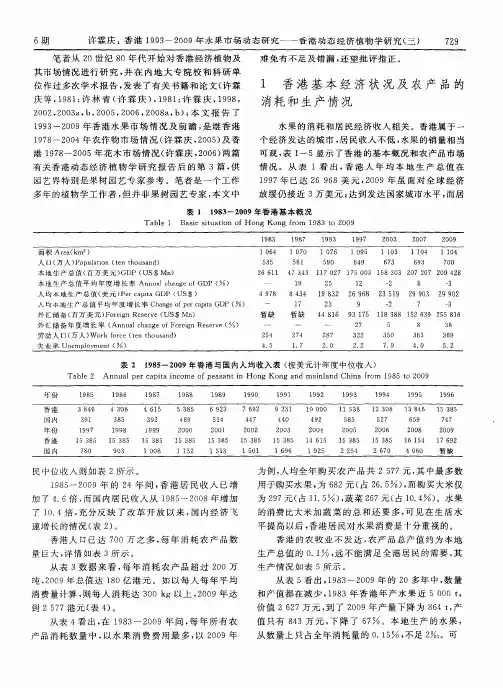香港1993-2009年水果市场动态研究——香港动态经济植物学研究(三)