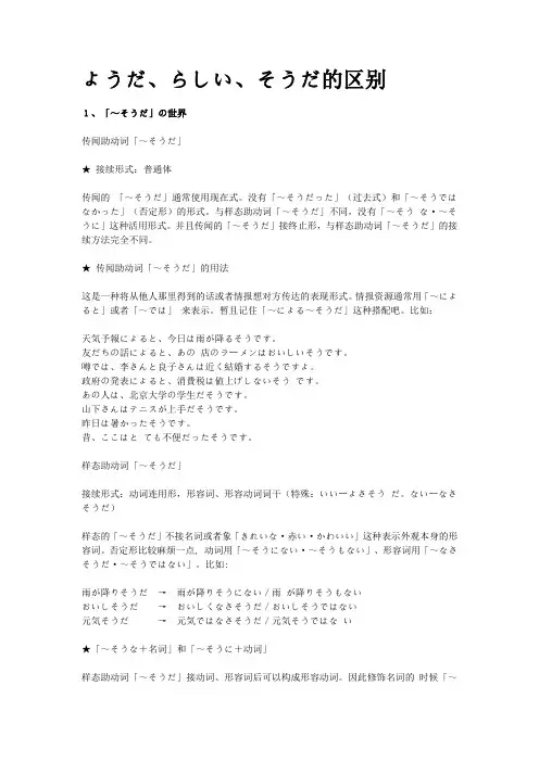 ようだ、らしい、そうだ的区别