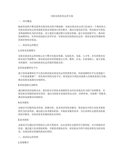实验室商业化运营方案