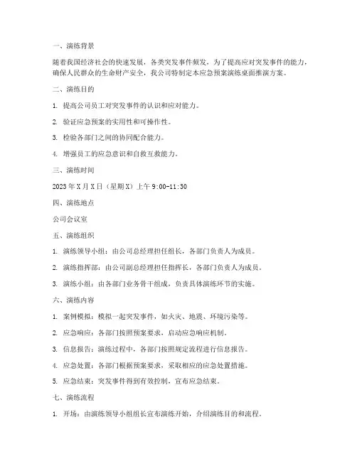 应急预案演练桌面推演