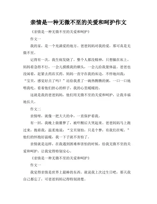 亲情是一种无微不至的关爱和呵护作文
