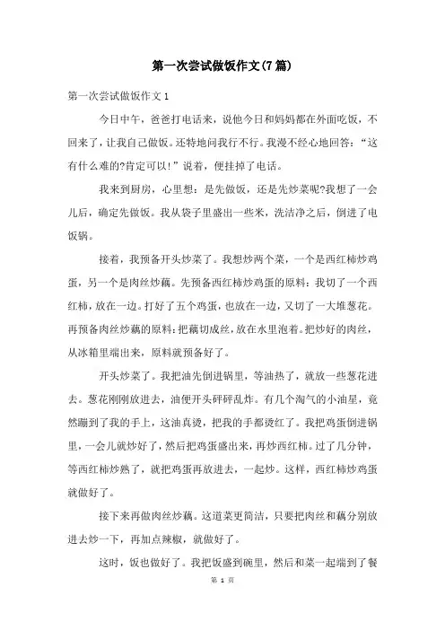 第一次尝试做饭作文(7篇)