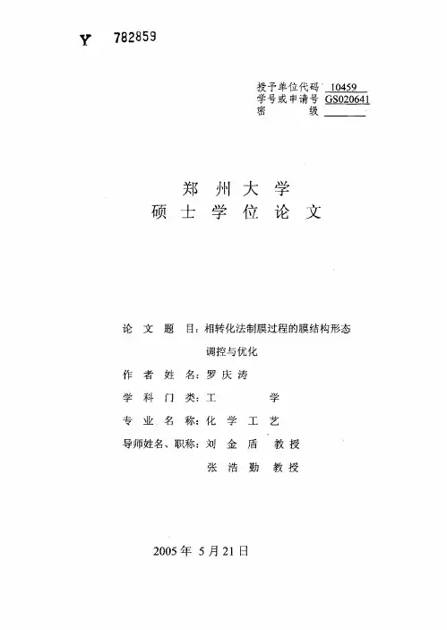 相转化法制膜过程的膜结构形态调控与优化