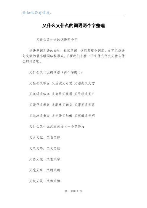 又什么又什么的词语两个字整理