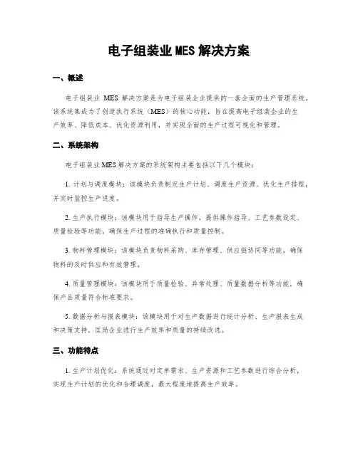 电子组装业MES解决方案