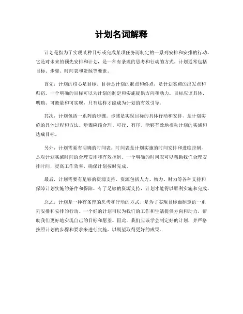 计划名词解释
