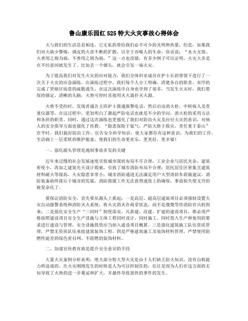 鲁山康乐园红525特大火灾事故心得体会
