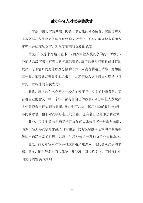 西方年轻人对汉字的欣赏