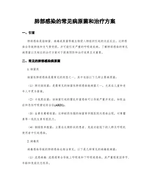 肺部感染的常见病原菌和治疗方案