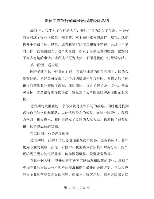 新员工在银行的成长历程与经验总结