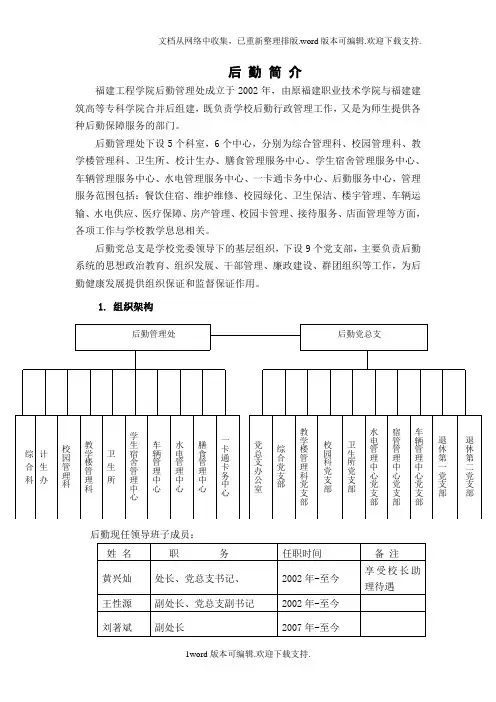 后勤基本情况介绍福建工程学院后勤管理处