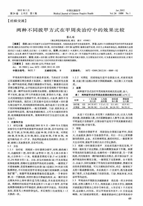 两种不同拔甲方式在甲周炎治疗中的效果比较