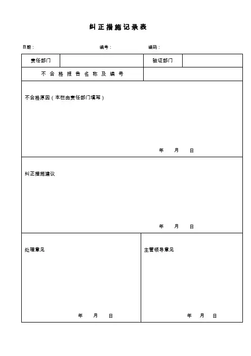 纠正措施记录表