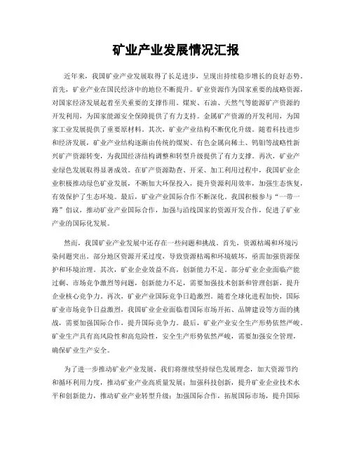矿业产业发展情况汇报