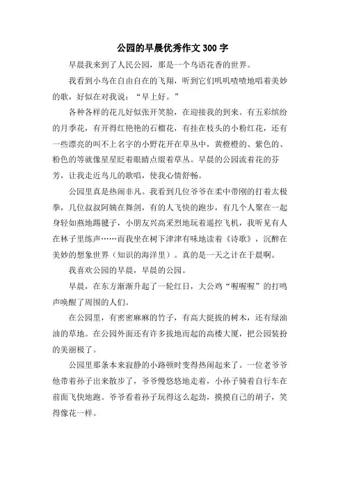 公园的早晨优秀作文300字