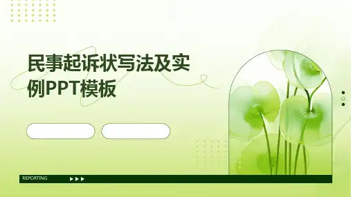 民事起诉状写法及实例PPT模板