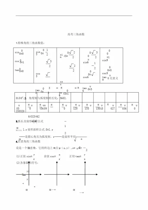 3高中数学三角函数知识点总结
