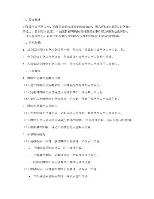 医院网络安全防护应急预案