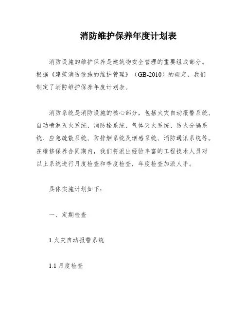 消防维护保养年度计划表