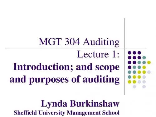 英国大学大三Auditing审计课件Lecture1