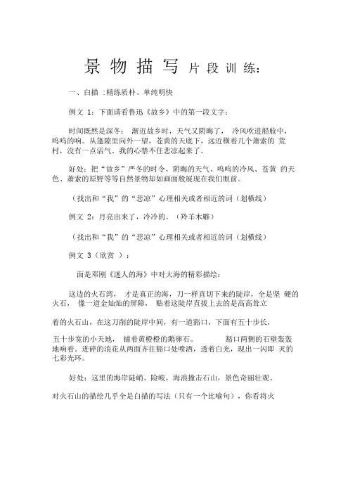 景物描写片段训练