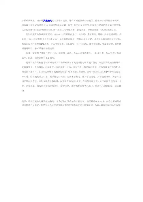 罗威纳怎样断尾剪耳,派多格宠物商城来教您!