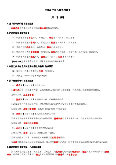 学前儿童美术教育押题资料2020年1月自学考试复习资料