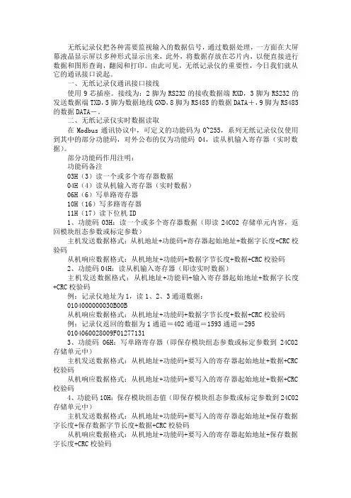 无纸记录仪通讯接口使用方法