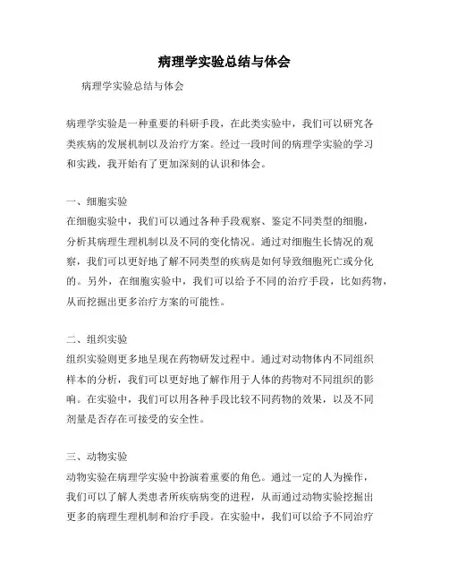病理学实验总结与体会