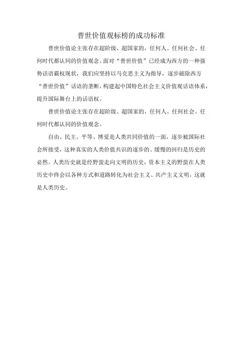 普世价值观标榜的成功标准