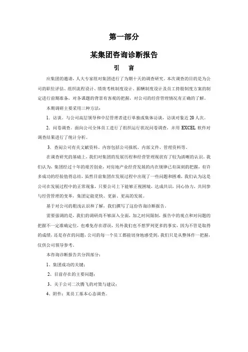 集团咨询诊断报告
