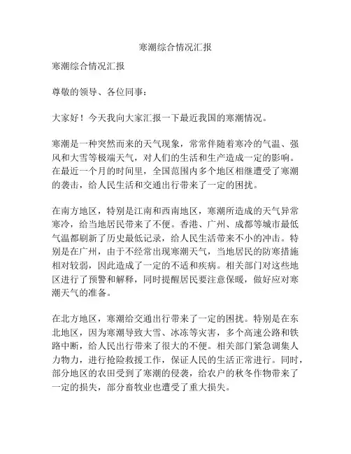 寒潮综合情况汇报