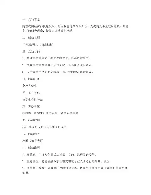 理财活动策划书模板