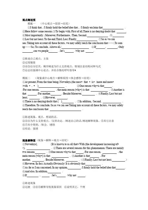 中考英语作文观点阐述型