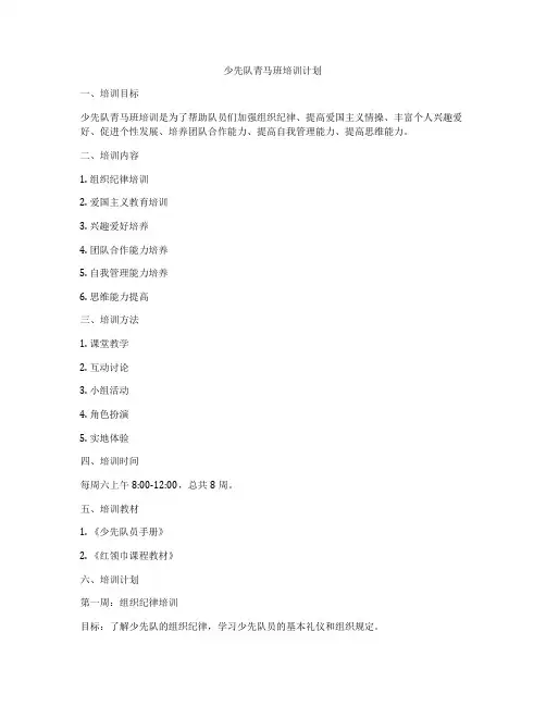 少先队青马班培训计划