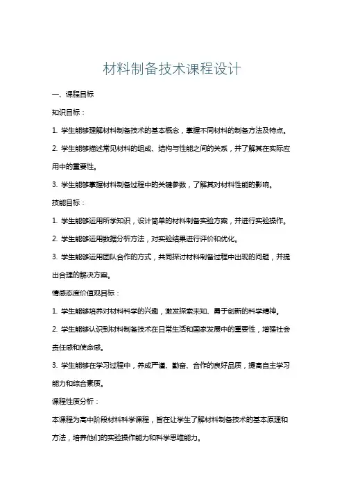 材料制备技术课程设计