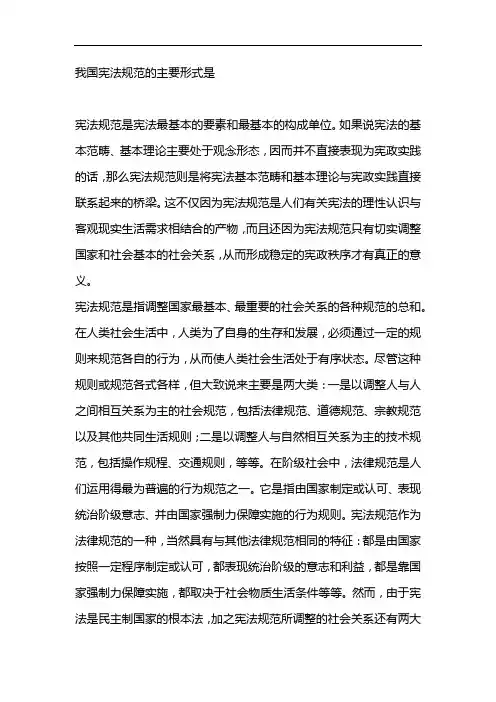 我国宪法规范的主要形式是