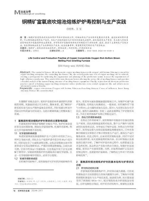 铜精矿富氧底吹熔池熔炼炉炉寿控制与生产实践