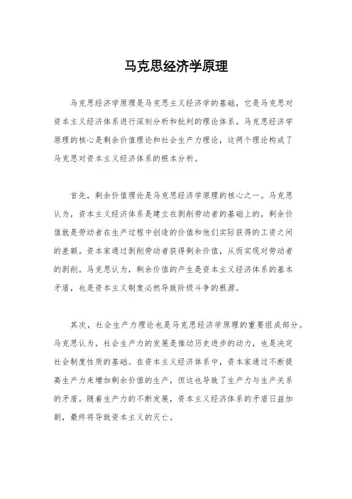 马克思经济学原理