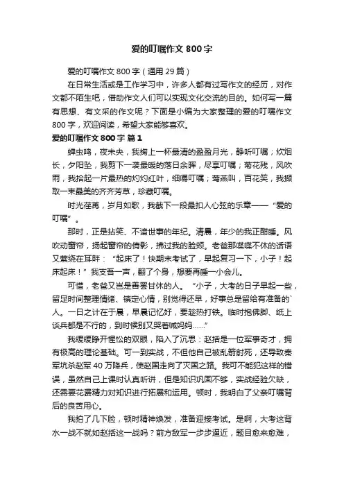 爱的叮嘱作文800字